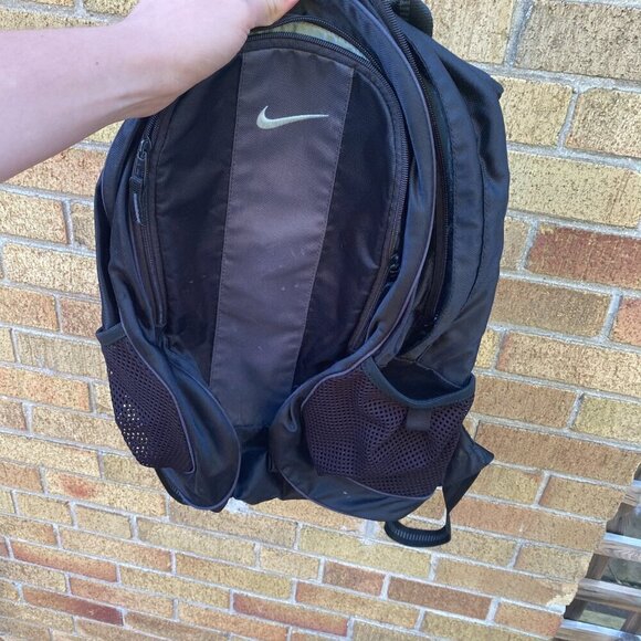 Vintage Nike Backpack Bag Gray Black Middle Check Swoosh - Picture 5 of 10